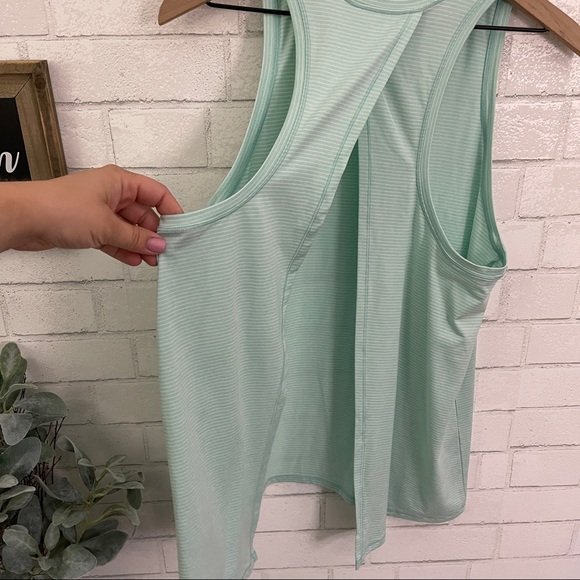 GAP FIT Mint Striped Open Back Tank Top - Picture 9 of 11